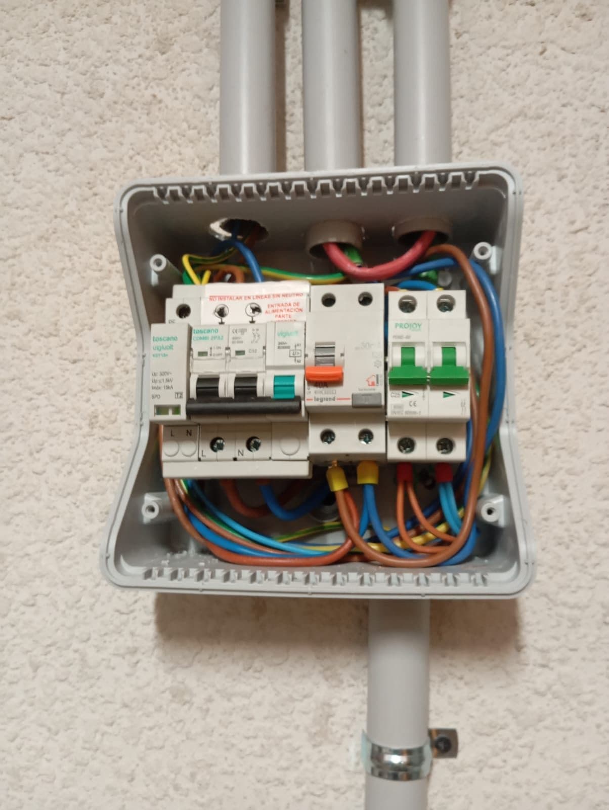 Cuadro eléctrico con protecciones instaladas